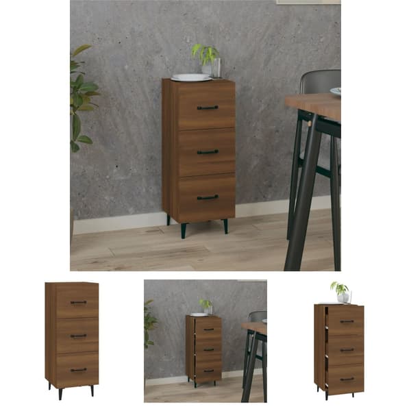 The Living Store Skänk brun ek 34,5x34x90 cm konstruerat trä - Skänkar & serveringsbord