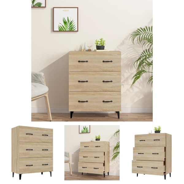 The Living Store skænk 69,5x34x90 cm konstrueret træ sonoma-eg -  Skænke
