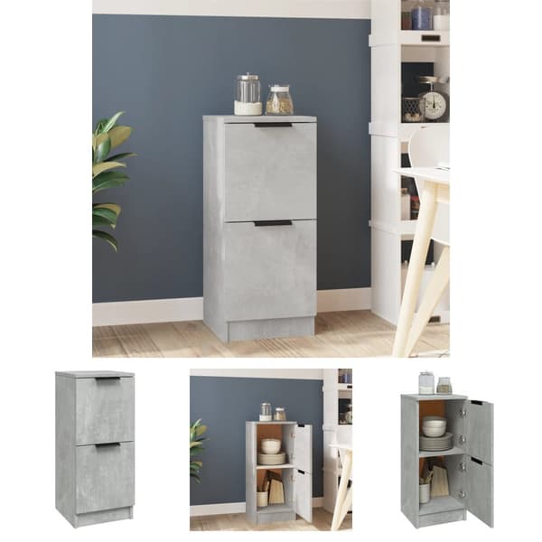 The Living Store skænk 30x30x70 cm konstrueret træ betongrå - Skænke