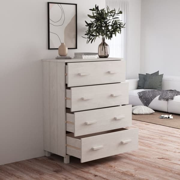 The Living Store Sivupöytä HAMAR valkoinen 79x40x103,5 cm täysi mänty - Tarjoilupöydät & senkit