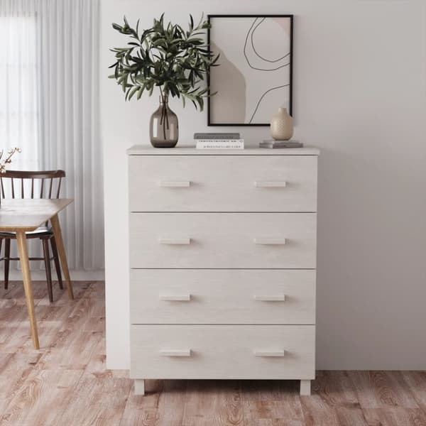 The Living Store Sivupöytä HAMAR valkoinen 79x40x103,5 cm täysi mänty - Tarjoilupöydät & senkit