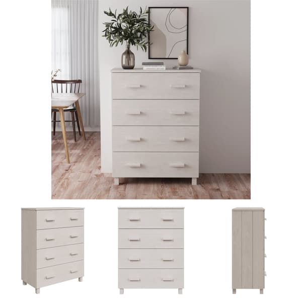 The Living Store Sivupöytä HAMAR valkoinen 79x40x103,5 cm täysi mänty - Tarjoilupöydät & senkit
