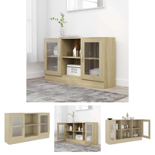 The Living Store skænk 120x30,5x70 cm konstrueret træ sonoma-eg -  Skænke