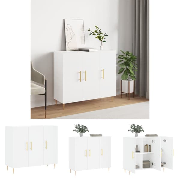 The Living Store skab 90x34x80 cm konstrueret træ hvid -  Skænke