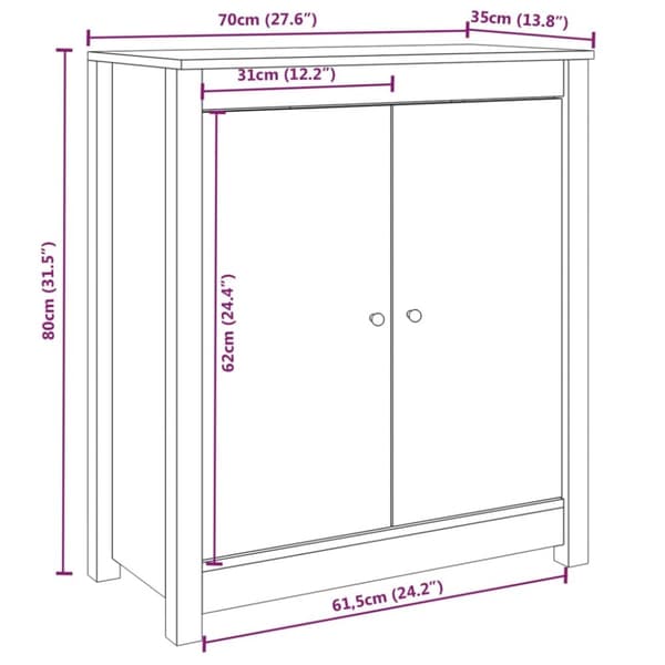 The Living Store Senkit 2 kpl 70x35x80 cm täysi mänty - Tarjoilupöydät & senkit
