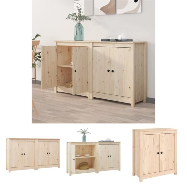 The Living Store Senkit 2 kpl 70x35x80 cm täysi mänty - Tarjoilupöydät & senkit