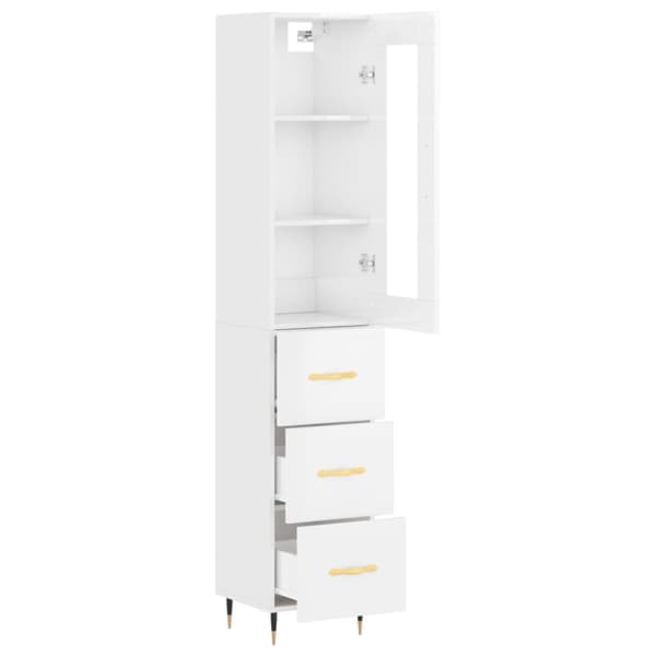 The Living Store skab 34,5x34x180 cm konstrueret træ hvid højglans -  Skænke