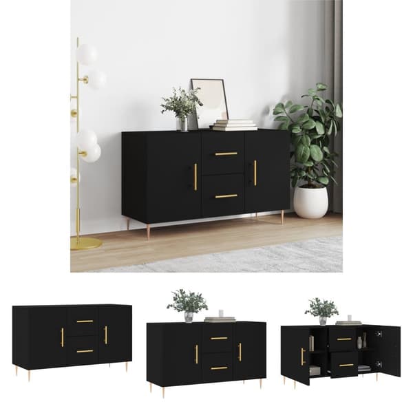The Living Store Senkki musta 100x36x60 cm tekninen puu - Tarjoilupöydät & senkit