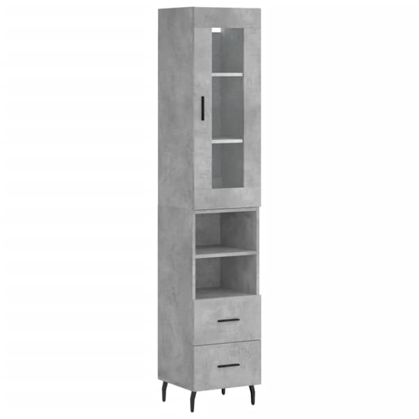 The Living Store Högskåp betonggrå 34,5x34x180 cm konstruerat trä - Skänkar & serveringsbord