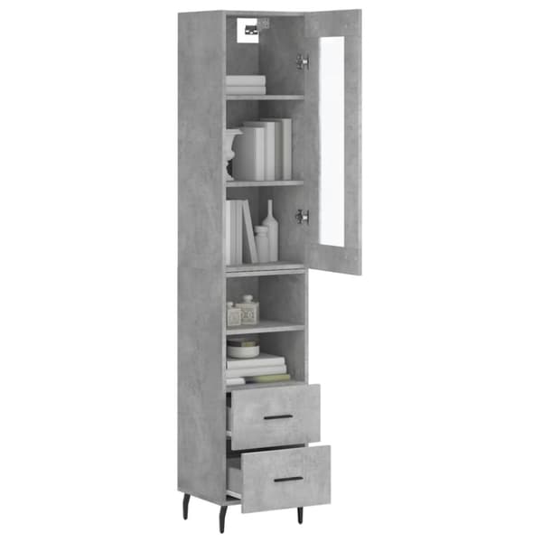 The Living Store Högskåp betonggrå 34,5x34x180 cm konstruerat trä - Skänkar & serveringsbord
