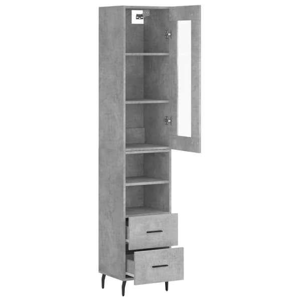 The Living Store Högskåp betonggrå 34,5x34x180 cm konstruerat trä - Skänkar & serveringsbord