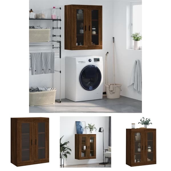 The Living Store væghængt skab 69,5x34x90 cm konstrueret træ brun egetræsfarve -  Skænke