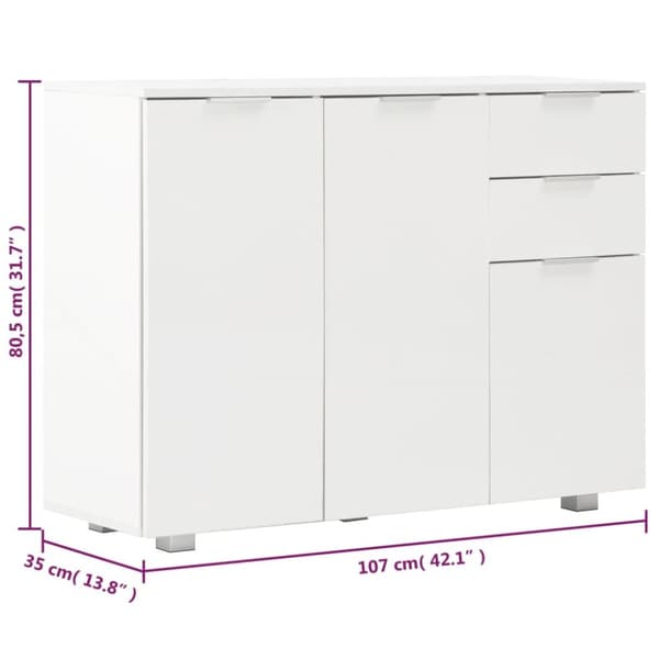 The Living Store Skänk vit högglans 107x35x80,5 cm -  Skänkar & serveringsbord