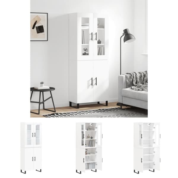 The Living Store højskab 69,5x34x180 cm konstrueret træ hvid - Skænke