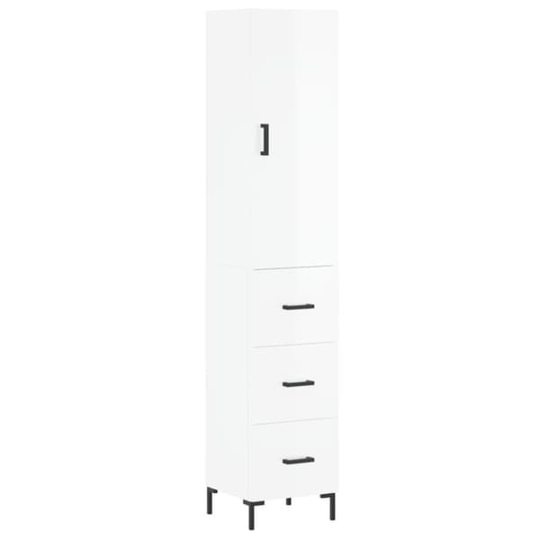 The Living Store skab 34,5x34x180 cm konstrueret træ hvid højglans -  Skænke