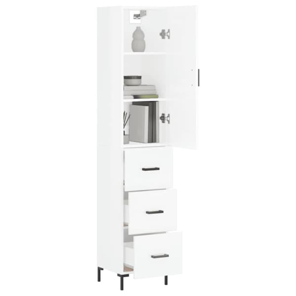 The Living Store skab 34,5x34x180 cm konstrueret træ hvid højglans -  Skænke