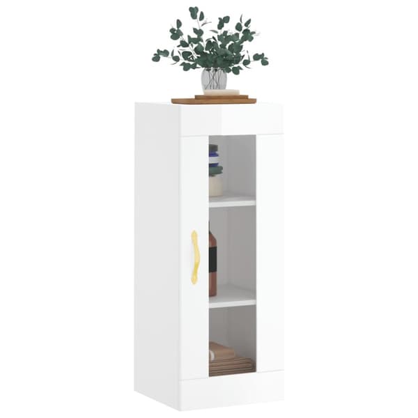 The Living Store vægskab 34,5x34x90 cm hvid højglans -  Skænke