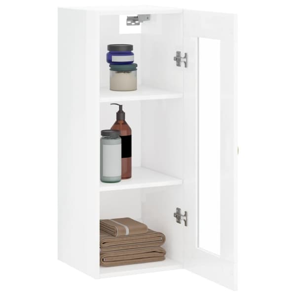 The Living Store vægskab 34,5x34x90 cm hvid højglans -  Skænke