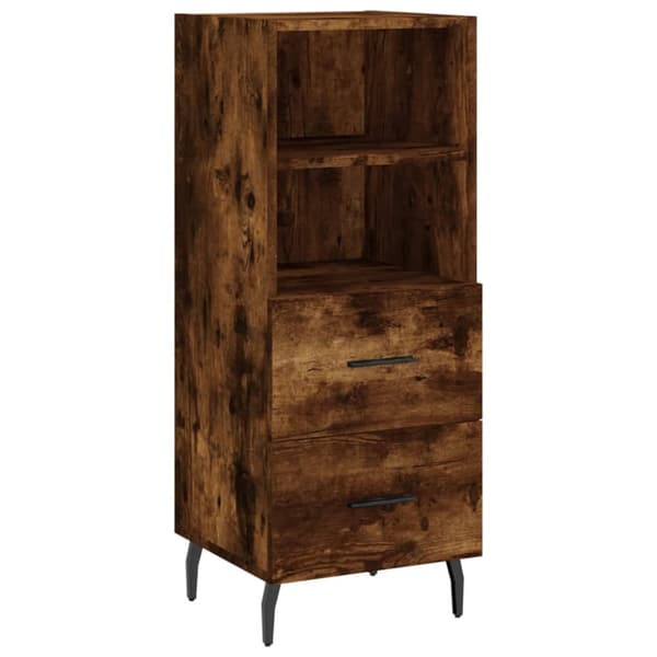 The Living Store Högskåp rökfärgad ek 34,5x34x180 cm konstruerat trä -  Skänkar & serveringsbord