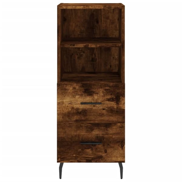 The Living Store Högskåp rökfärgad ek 34,5x34x180 cm konstruerat trä -  Skänkar & serveringsbord