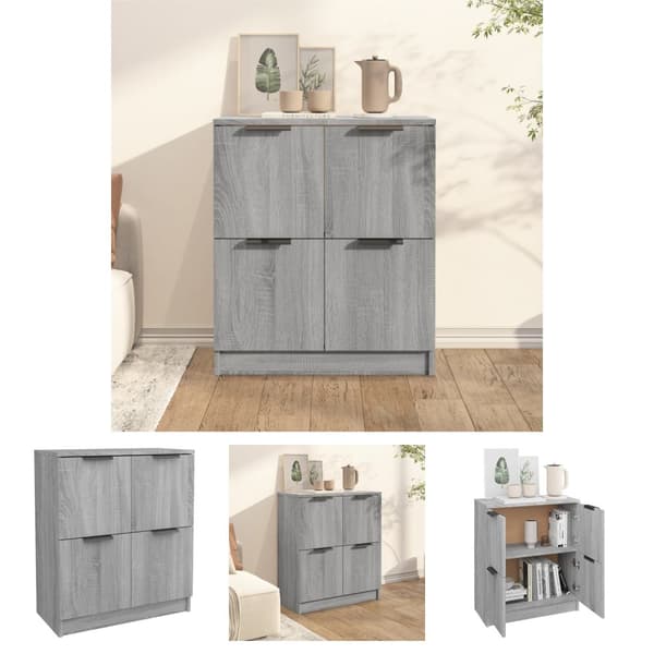 The Living Store skænk 60x30x70 cm konstrueret træ grå sonoma-eg -  Skænke