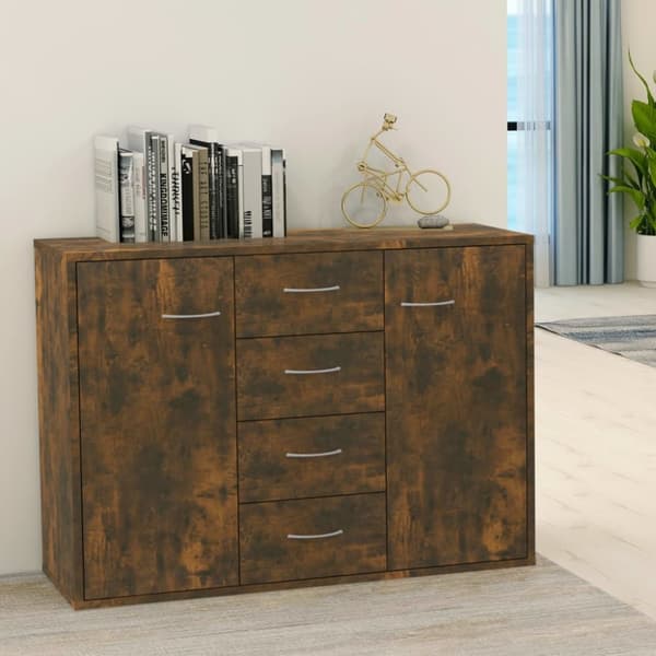 The Living Store skænk 88x30x65 cm konstrueret træ røget egetræsfarve -  Skænke