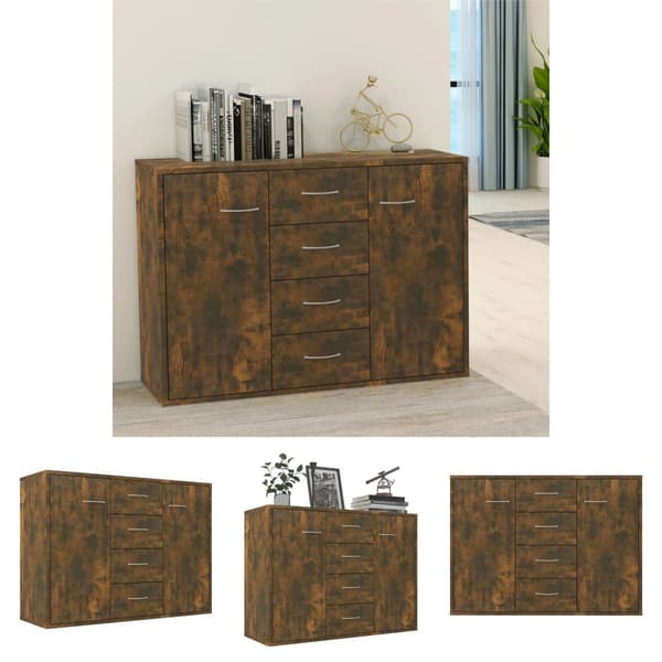 The Living Store skænk 88x30x65 cm konstrueret træ røget egetræsfarve -  Skænke