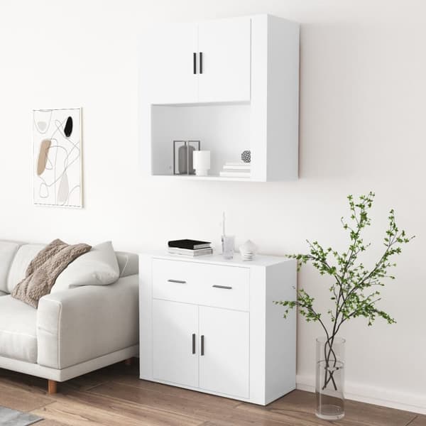 The Living Store Högskåp vit konstruerat trä -  Skänkar & serveringsbord