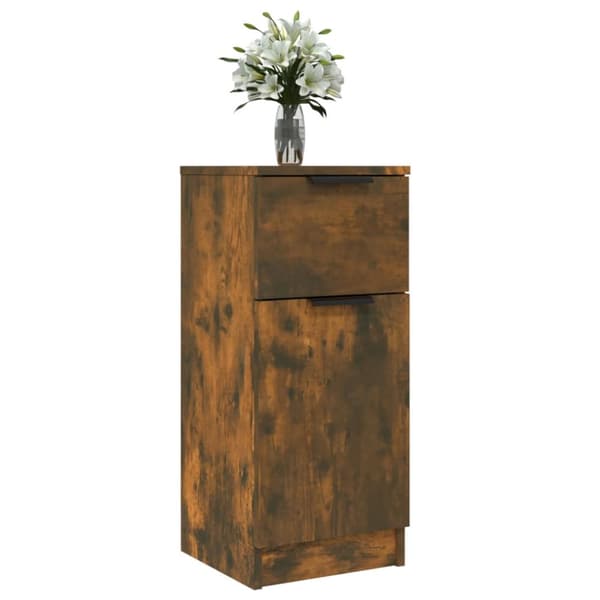 The Living Store skænk 30x30x70 cm konstrueret træ røget egetræsfarve - Skænke