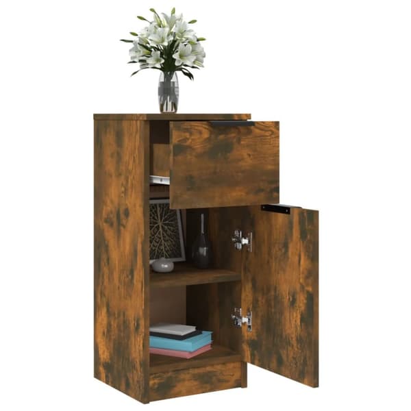 The Living Store skænk 30x30x70 cm konstrueret træ røget egetræsfarve - Skænke