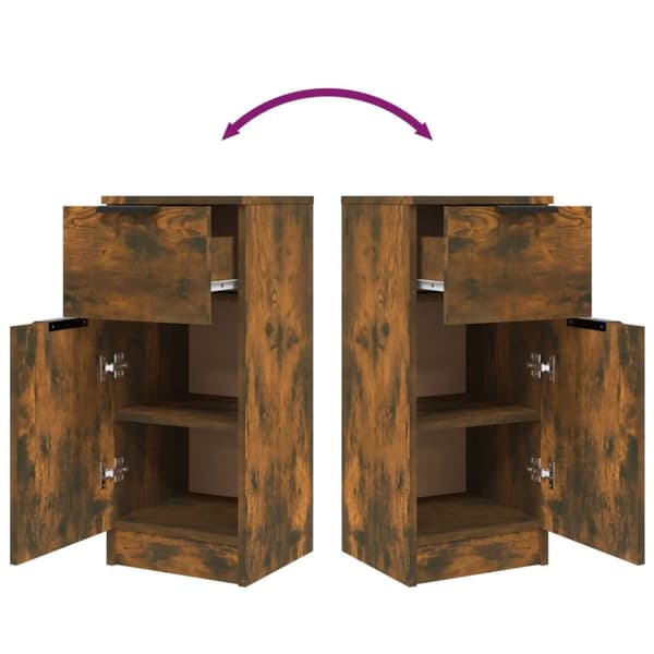 The Living Store skænk 30x30x70 cm konstrueret træ røget egetræsfarve - Skænke
