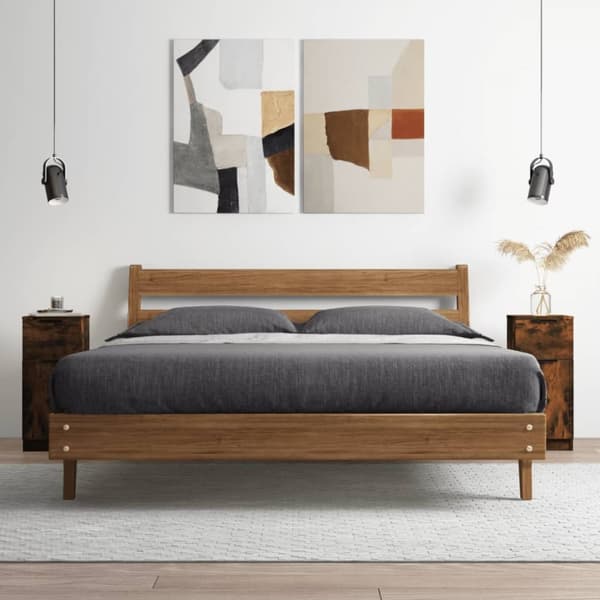 The Living Store skænk 30x30x70 cm konstrueret træ røget egetræsfarve - Skænke