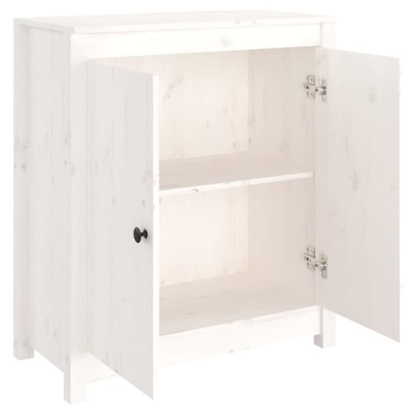 The Living Store Senkki valkoinen 70x35x80 cm täysi mänty - Tarjoilupöydät & senkit