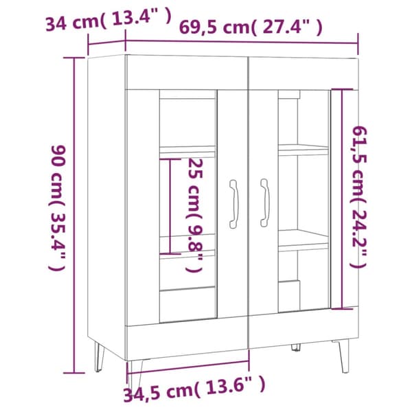 The Living Store skænk 69,5x34x90 cm konstrueret træ betongrå - Skænke