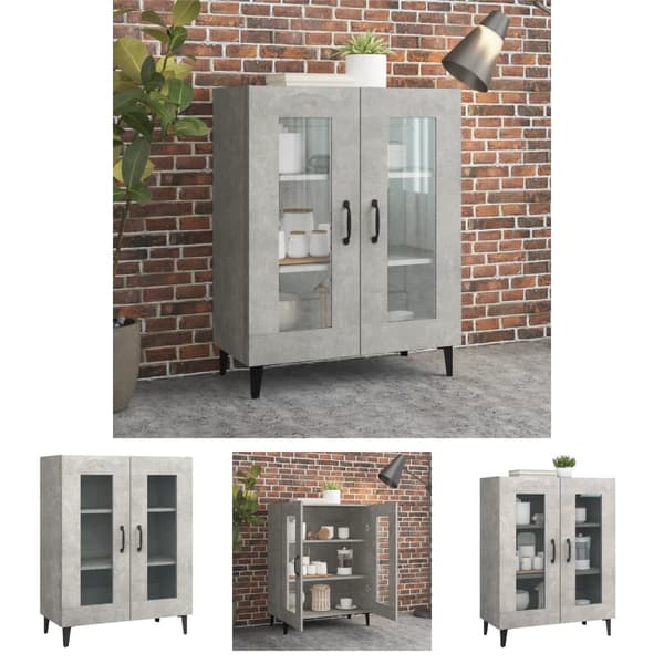 The Living Store skænk 69,5x34x90 cm konstrueret træ betongrå - Skænke