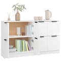 Pikkukuva 7 / 9: The Living Store Senkki 2 kpl valkoinen 60x30x70 cm tekninen puu -  Tarjoilupöydät & senkit