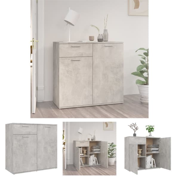 The Living Store skænk 80x36x75 cm konstrueret træ betongrå - Skænke