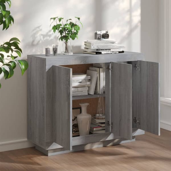 The Living Store Skänk grå sonoma 92x35x75 cm konstruerat trä - Skänkar & serveringsbord