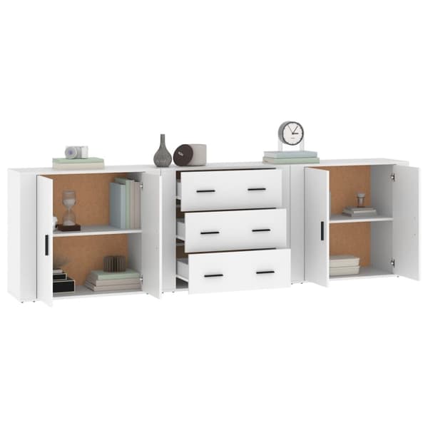 The Living Store Senkit 3 kpl valkoinen tekninen puu - Tarjoilupöydät & senkit