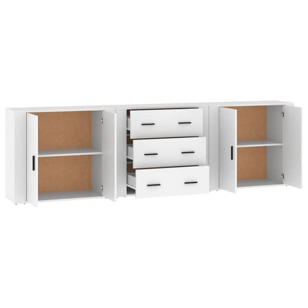 The Living Store Senkit 3 kpl valkoinen tekninen puu -  Tarjoilupöydät & senkit