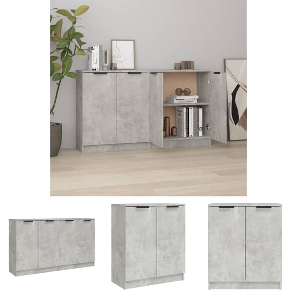 The Living Store Senkit 2 kpl betoninharmaa 60x30x70 cm tekninen puu -  Tarjoilupöydät & senkit