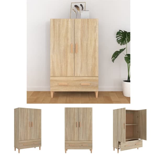 The Living Store skab 70x31x115 cm konstrueret træ sonoma-eg -  Skænke