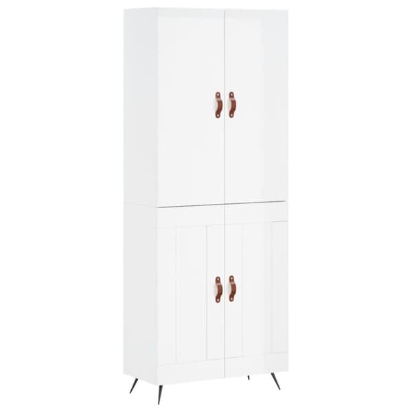 The Living Store højskab 69,5x34x180 cm konstrueret træ hvid højglans - Skænke