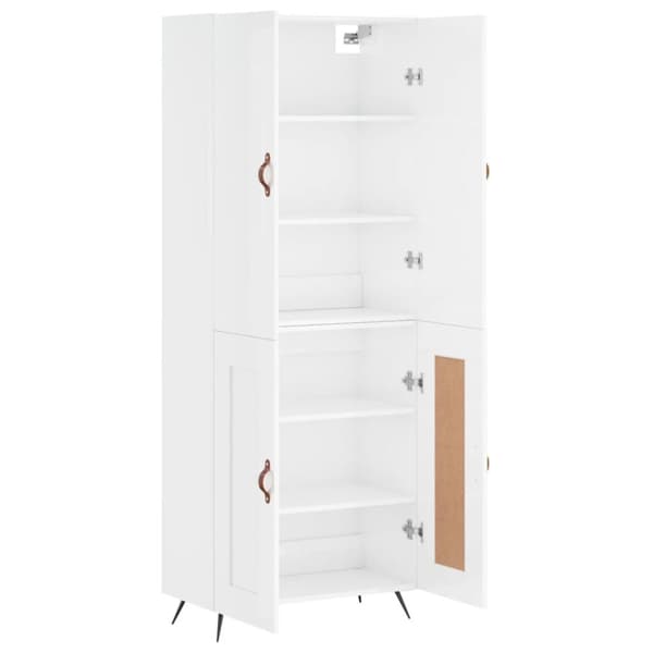 The Living Store højskab 69,5x34x180 cm konstrueret træ hvid højglans - Skænke