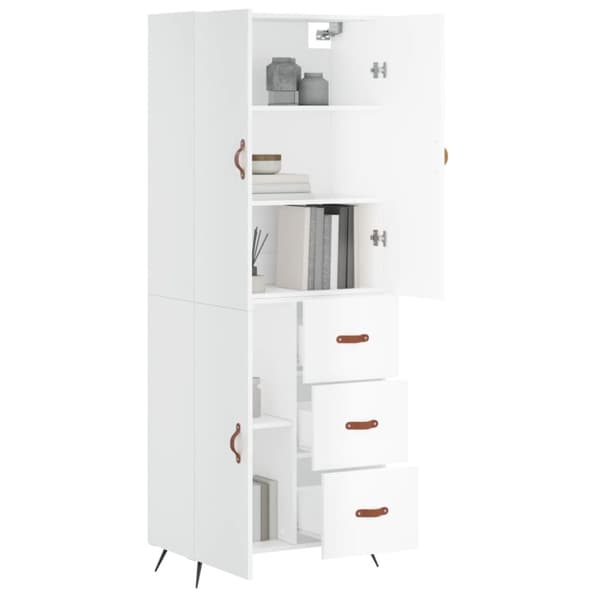 The Living Store højskab 69,5x34x180 cm konstrueret træ hvid højglans -  Skænke