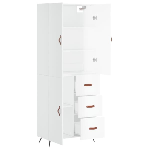 The Living Store højskab 69,5x34x180 cm konstrueret træ hvid højglans -  Skænke