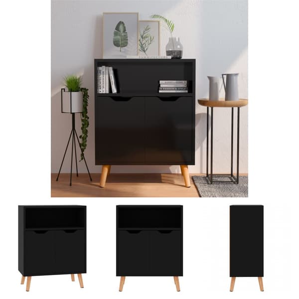 The Living Store Skänk svart högglans 60x30x72 cm konstruerat trä - Skänkar & serveringsbord