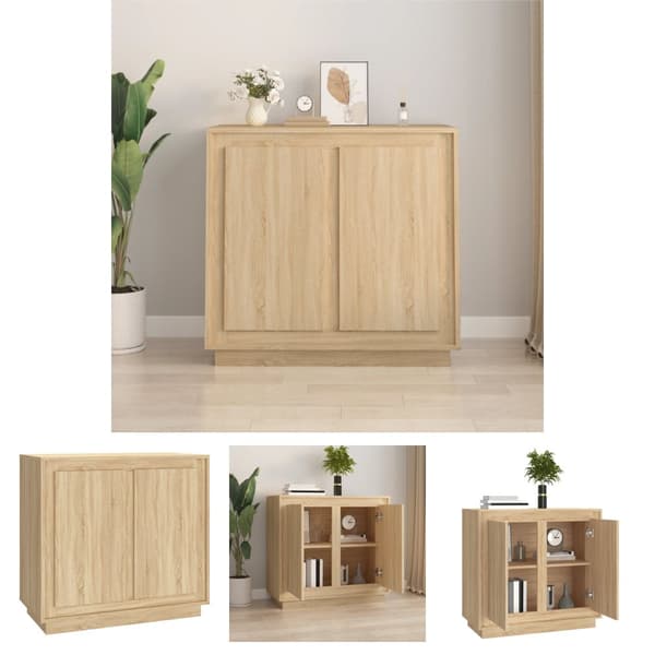 The Living Store Senkki Sonoma tammi 80x34x75 cm tekninen puu - Tarjoilupöydät & senkit