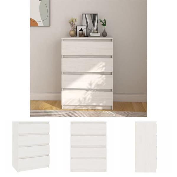 The Living Store Sidoskåp vit 60x36x84 cm massivt furuträ -  Skänkar & serveringsbord