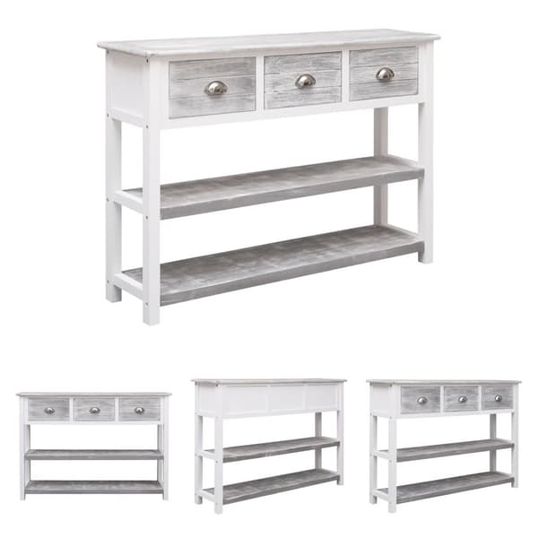 The Living Store Senkki antiikinharmaa 108x30x76 cm täysi keisaripuu - Tarjoilupöydät & senkit